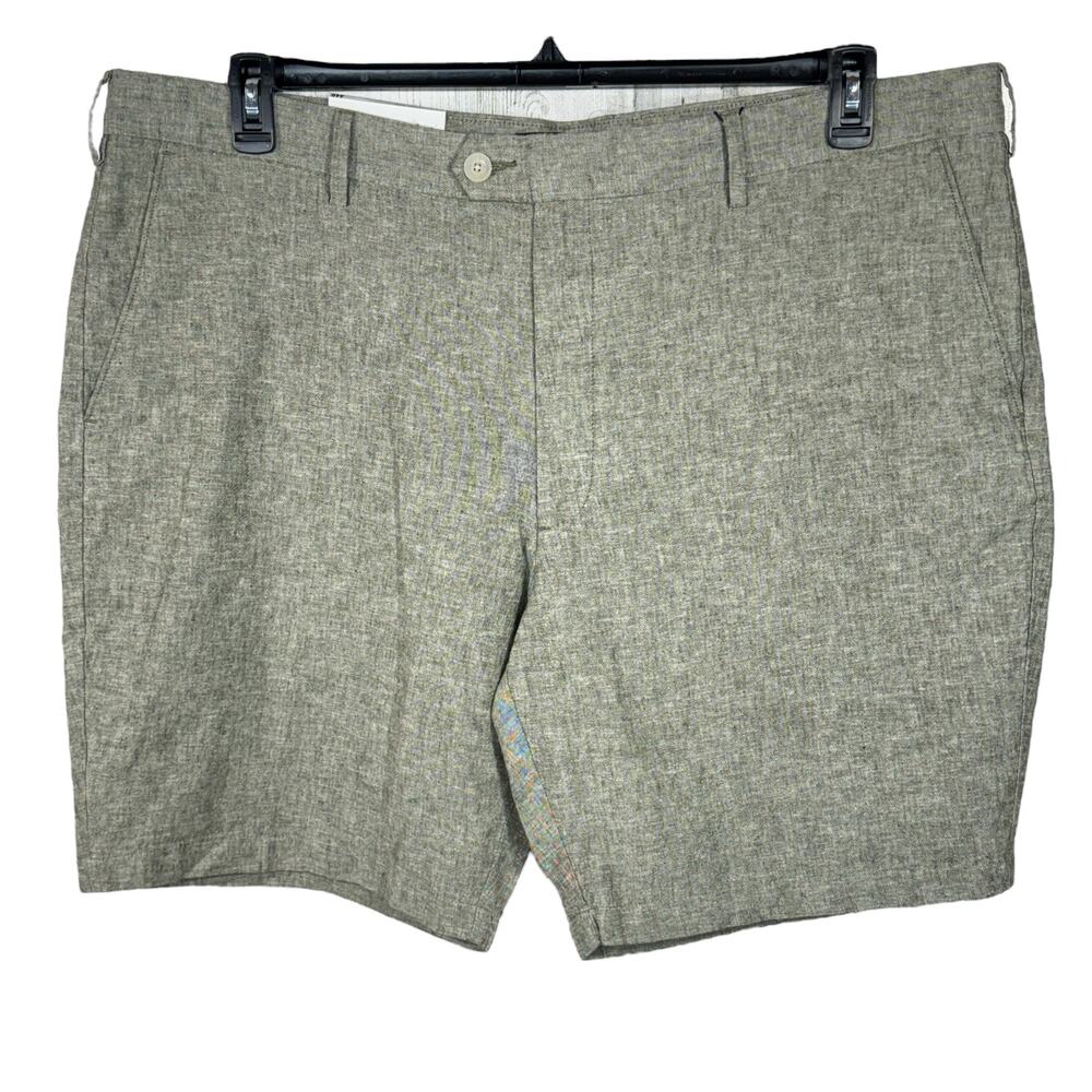 Jos. A. Bank Mens SZ 44 Linen Blend Shorts Tailored Fit Pocket Lightweight Green